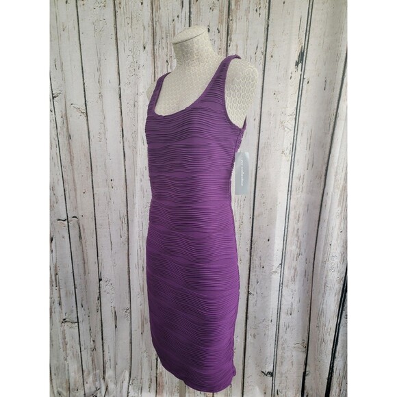ALK Women's Medium NY Collection Purple Sleeveless Ribbed Shift Sheath Dress NEW - Picture 2 of 11